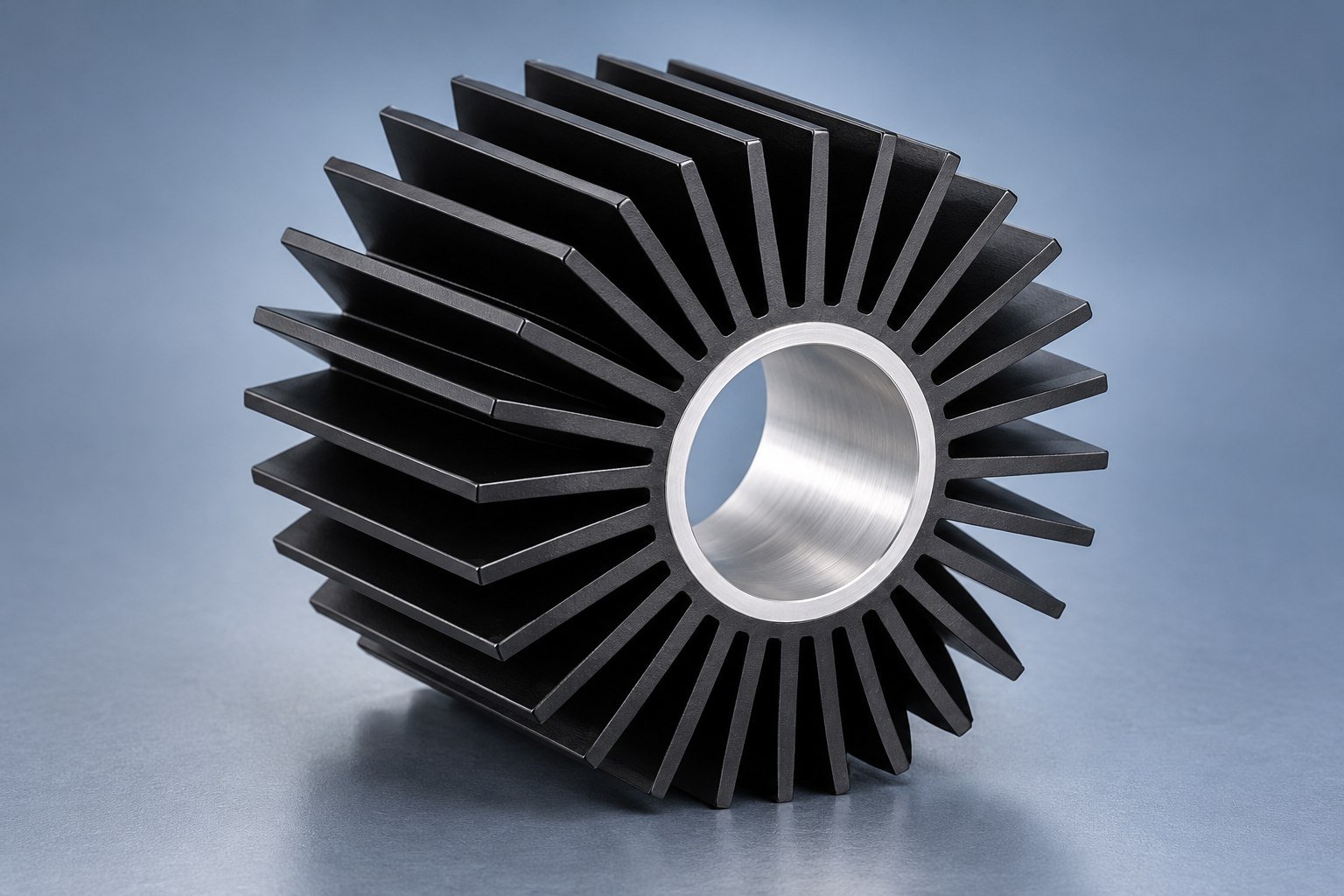 Illustrative black anodized aluminum extruded heat sinks concept