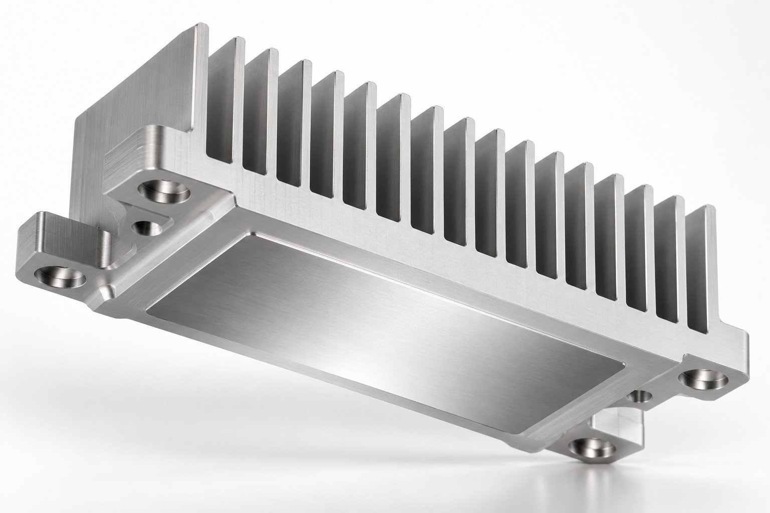 Illustrative machined contact face and mounting geometry of extruded heat sinks concept