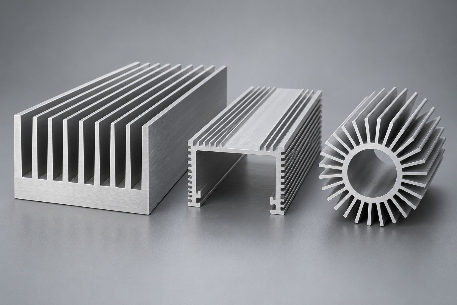 Illustrative extruded heat sinks with application-specific mounting geometry