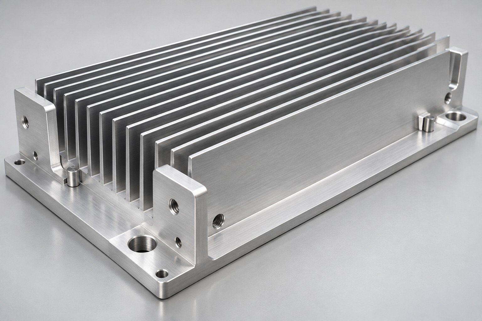 Illustrative extruded heat sinks mounting features review concept; not documentary company or customer photography