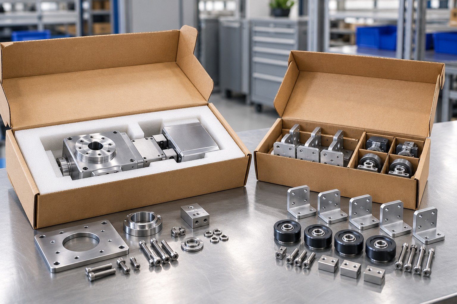 Two separate cartons with different configurations and matching isolated accessory sets