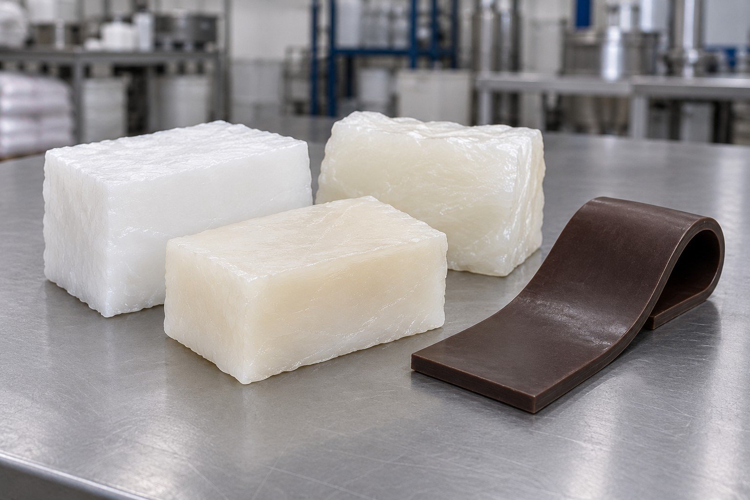 Raw polymer and compounded strip concepts — illustrative generated concept