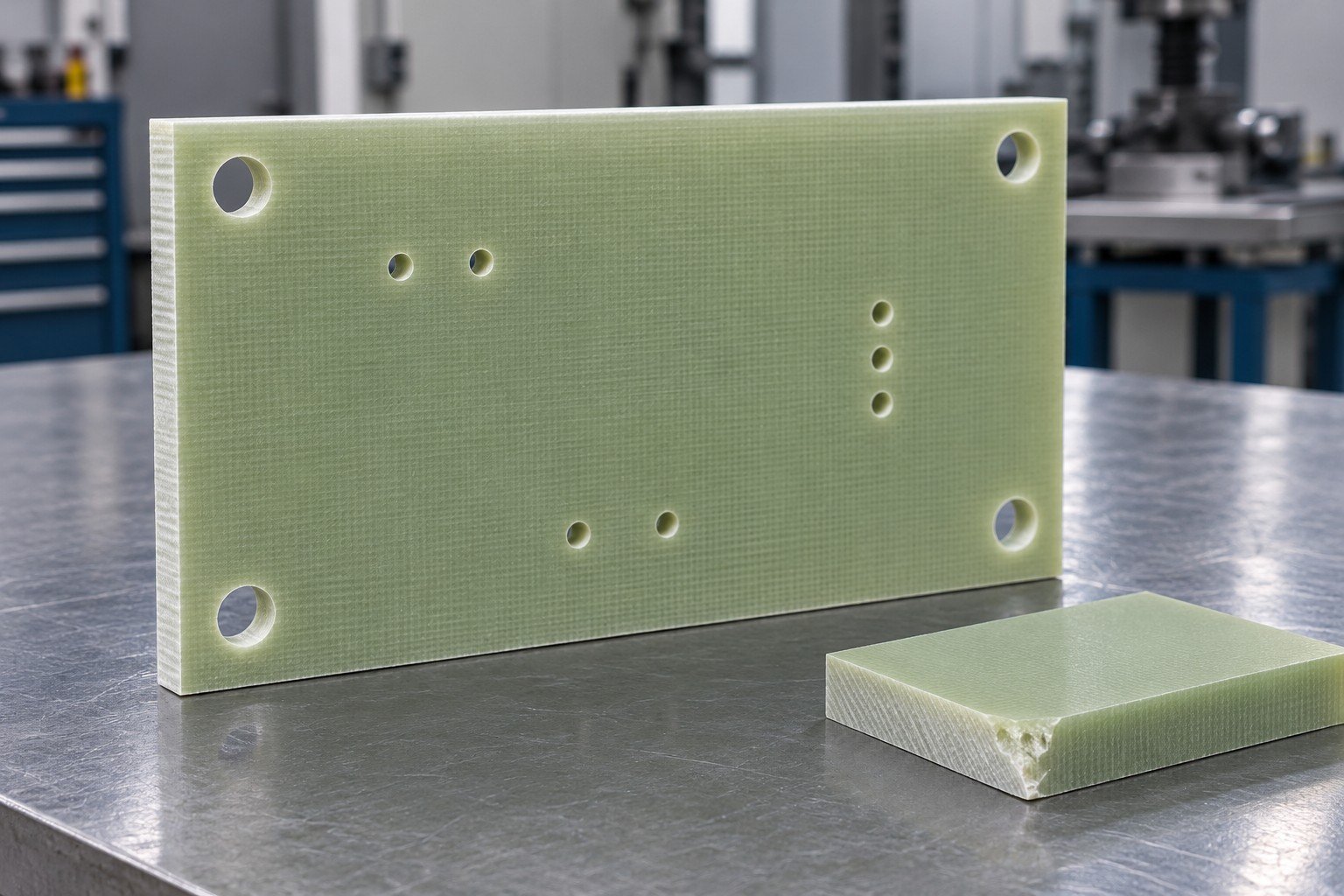 Glass epoxy edges & breakout review — illustrative generated concept