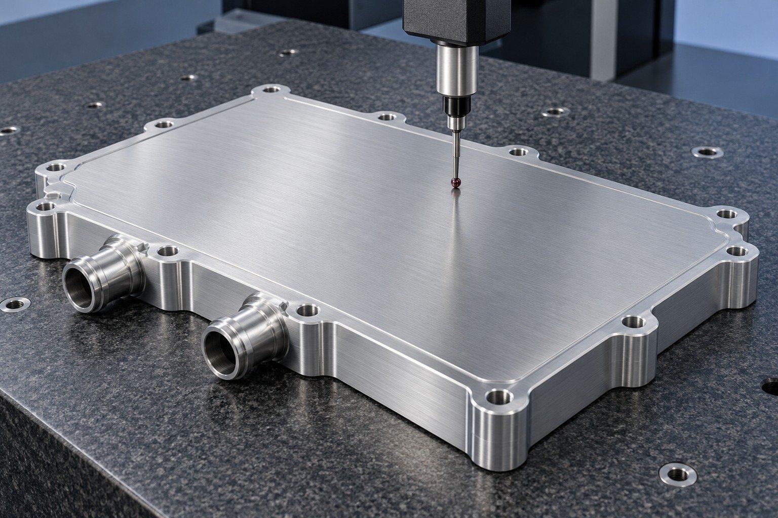 Illustrative FSW cold plates dimensional inspection concept, not a customer part
