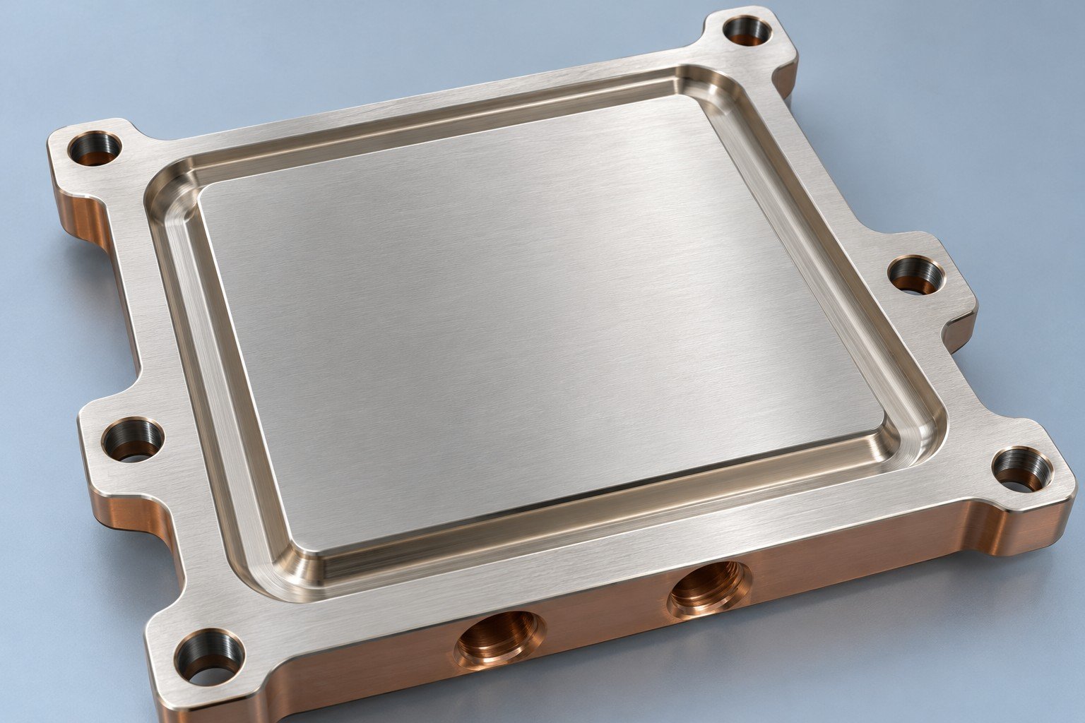 Illustrative final contact face on a processor cooling component concept, not documentary company or customer photography