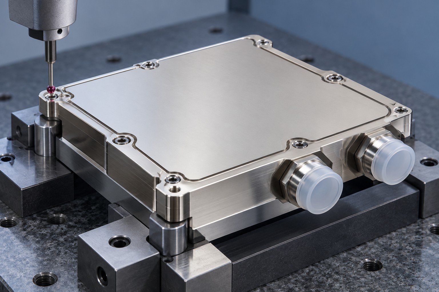Illustrative gpu / cpu cold plates dimensional inspection concept, not a customer part