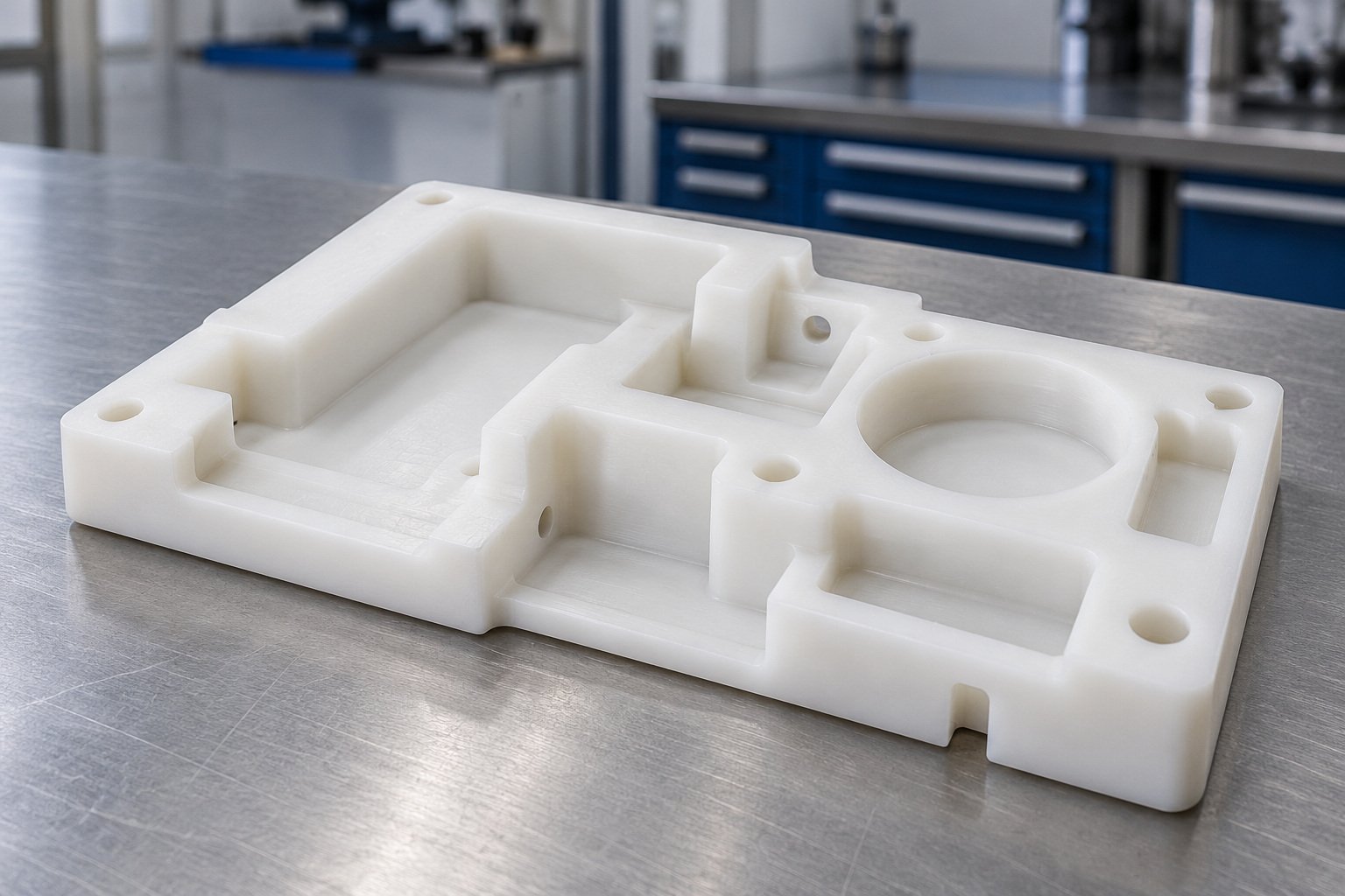 Illustrative HDPE machined carrier concept; not material identification