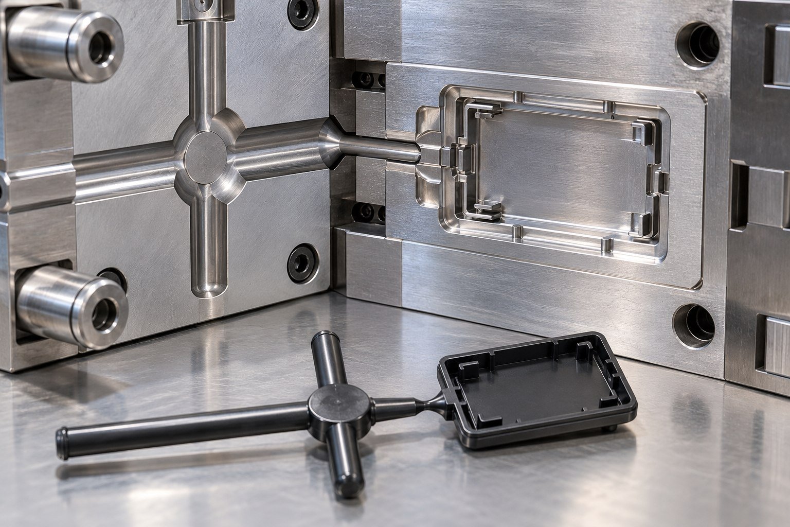 Put the Gate Where Your Part Can Accept It — illustrative injection mold tooling concept