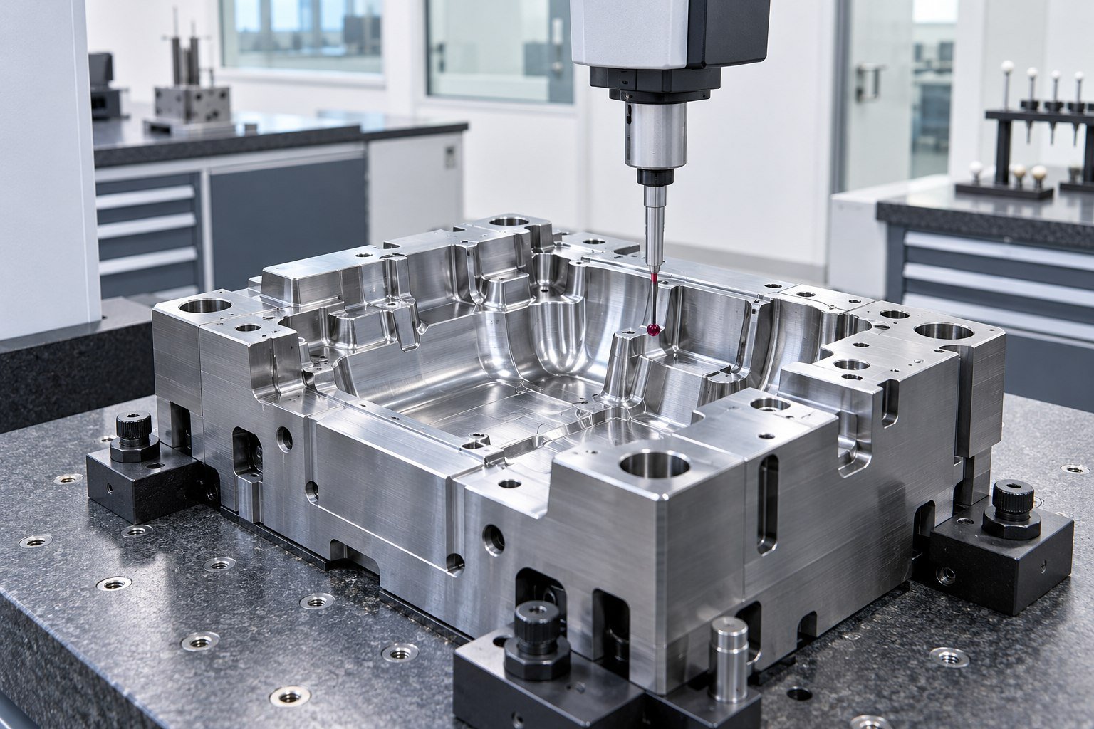 Dimensional Check — illustrative injection mold tooling concept
