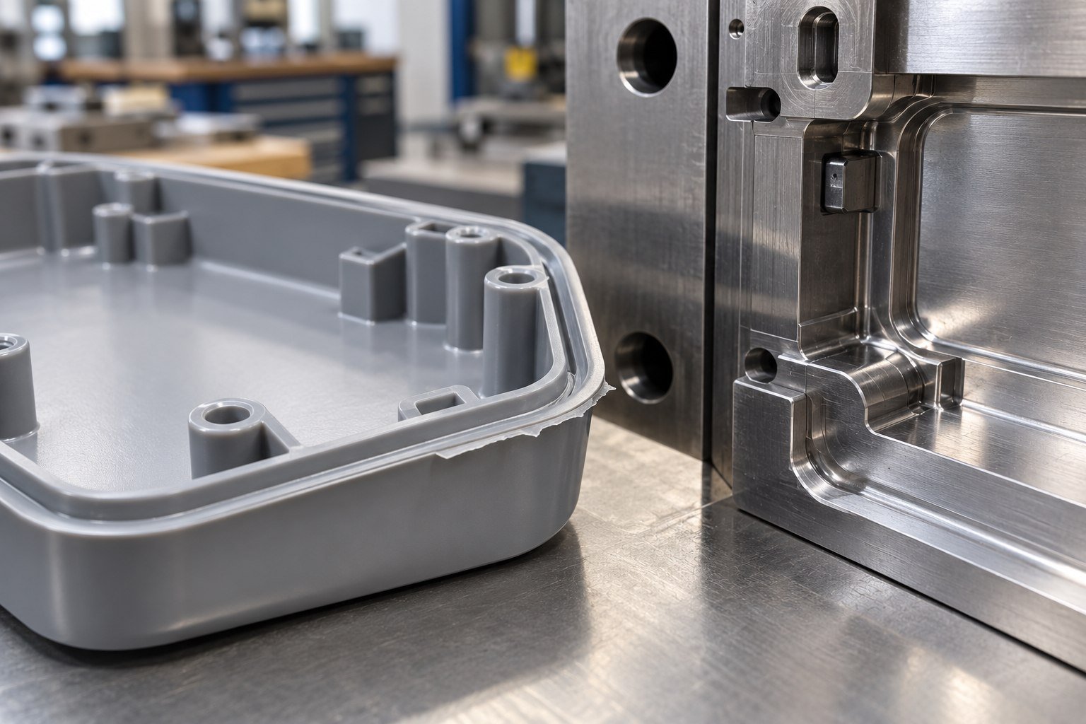 Flash trial review — illustrative injection mold tooling concept