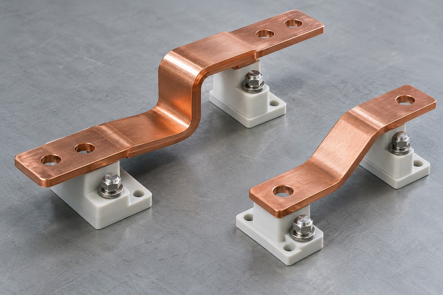 Shaped copper links with separate insulating supports;illustrative component concept,not actual company/customer parts or a test record