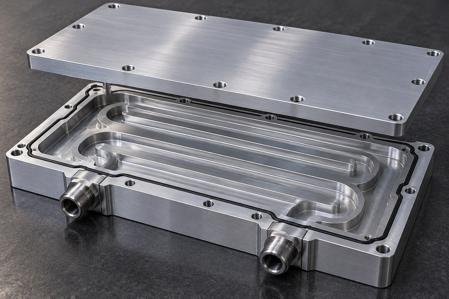 Illustrative liquid cold plates assembly concept, not a customer part