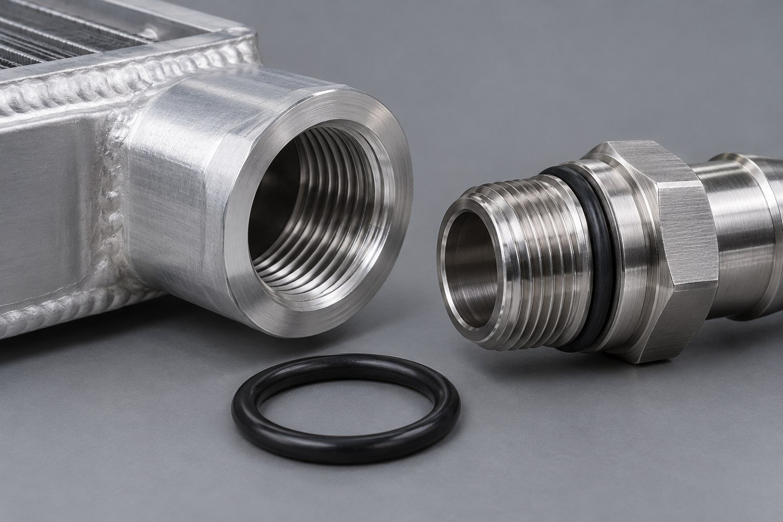 Illustrative ports and seals review for a liquid cold plate concept, not documentary company or customer photography