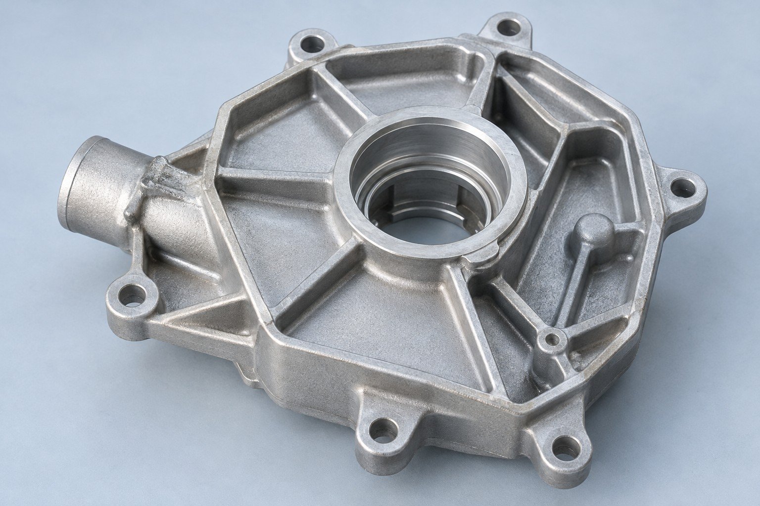 Trimmed as-cast aluminum cover — illustrative concept