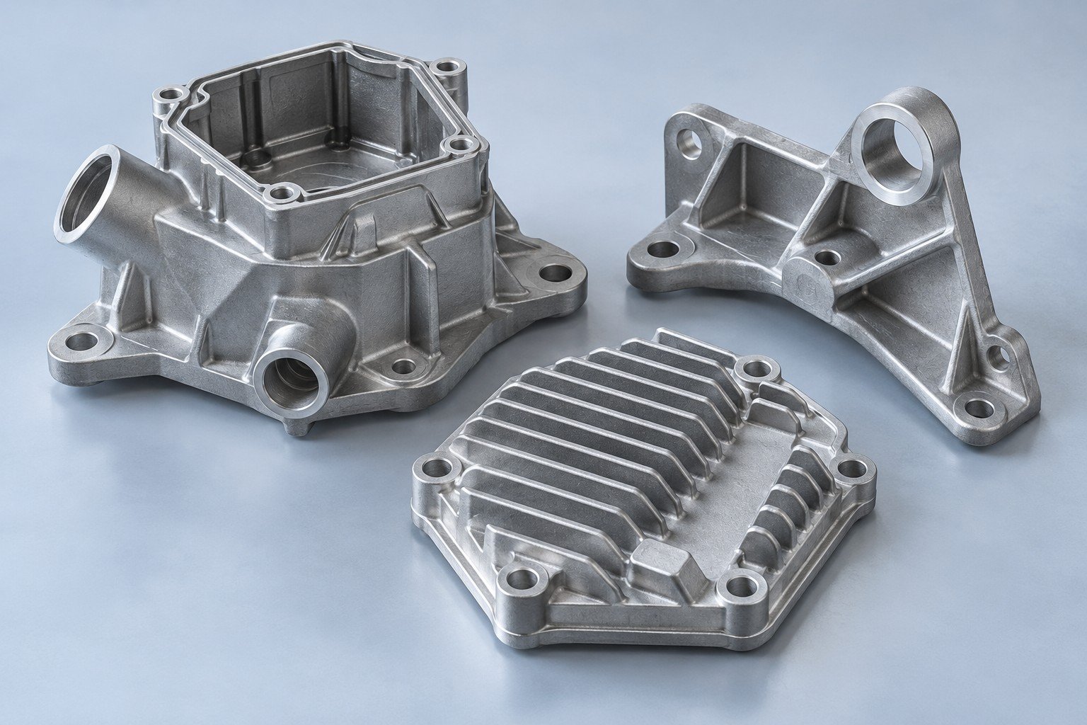 Tres conceptos distintos de piezas de aluminio fundidas a presión.
