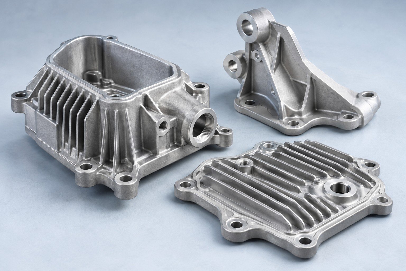 Trois concepts distincts de pièces en aluminium moulées sous pression.
