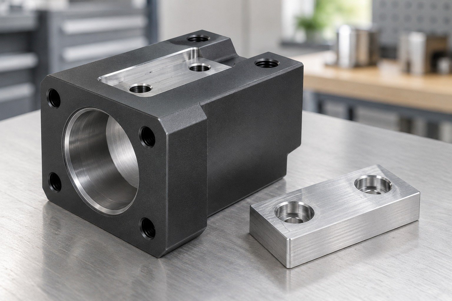 Your Custom Part — Alloy & Finish — illustrative anodized aluminum component