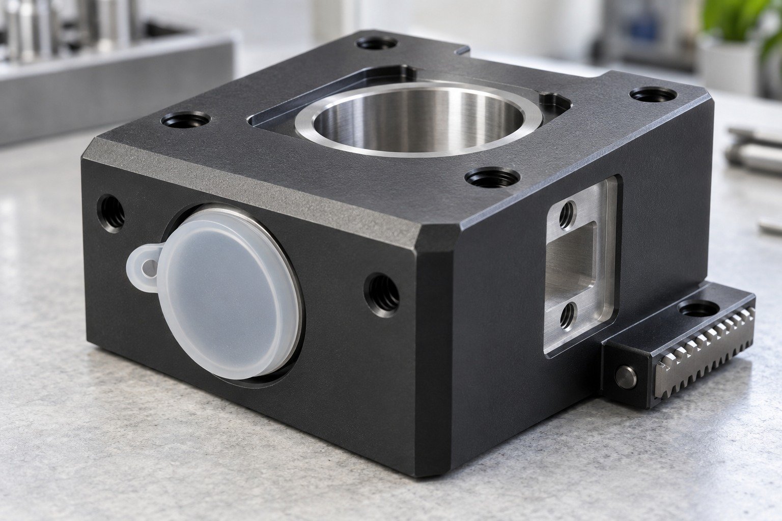 Your Custom Part — Masking Plan — illustrative anodized aluminum component