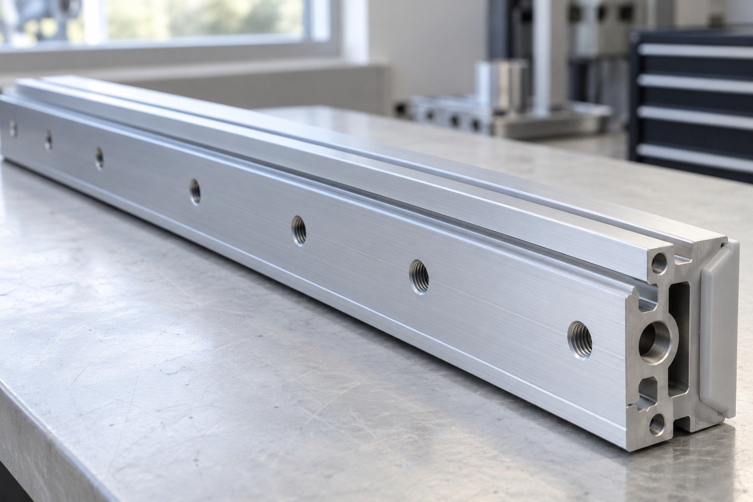 Edges & Drainage — illustrative anodized aluminum detail