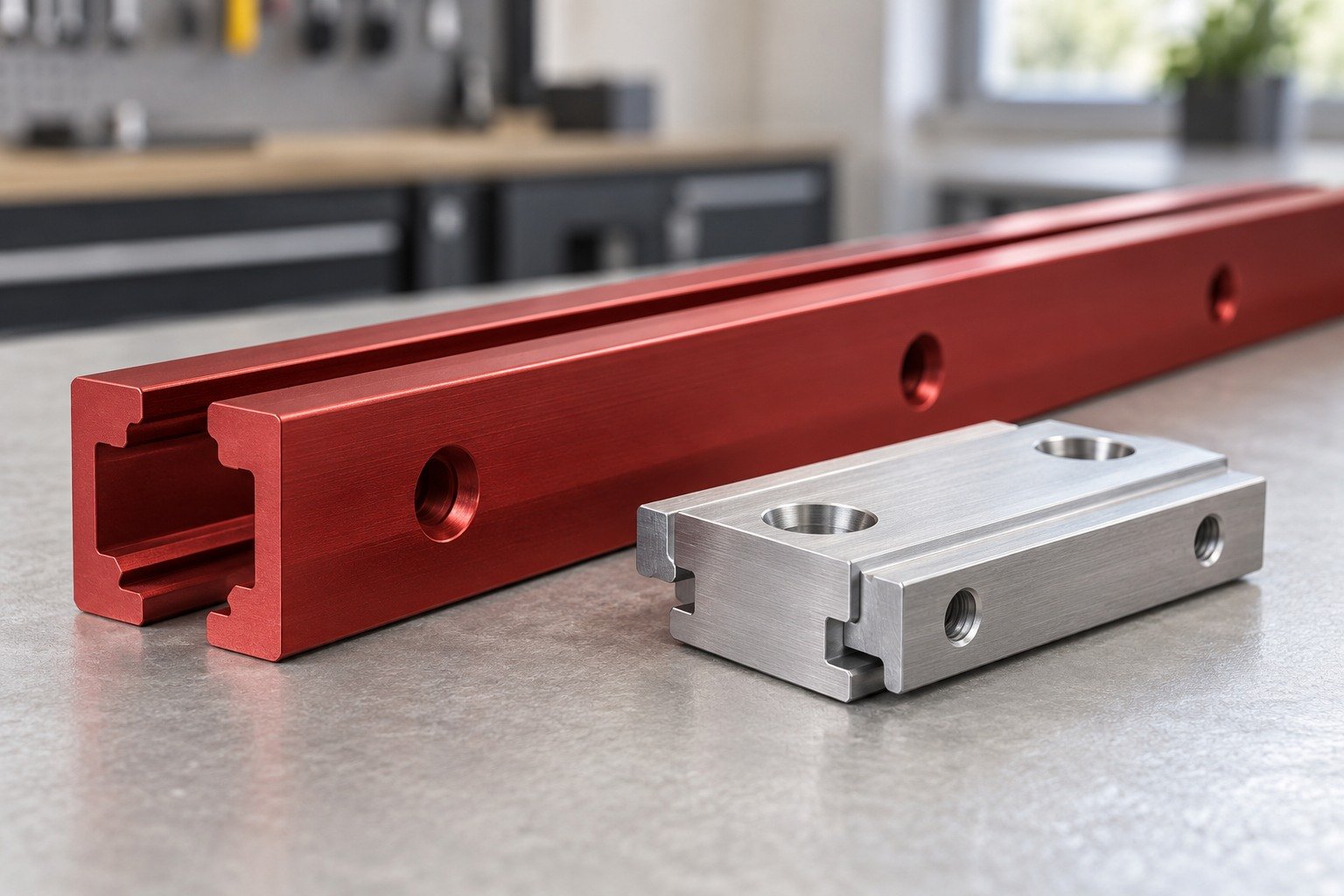 Mating Features — illustrative anodized aluminum detail