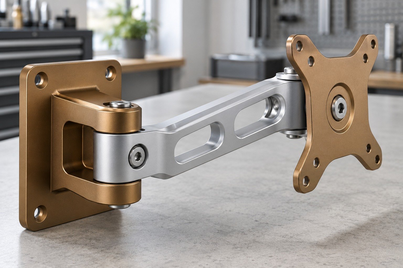 Display Hardware — illustrative anodized component