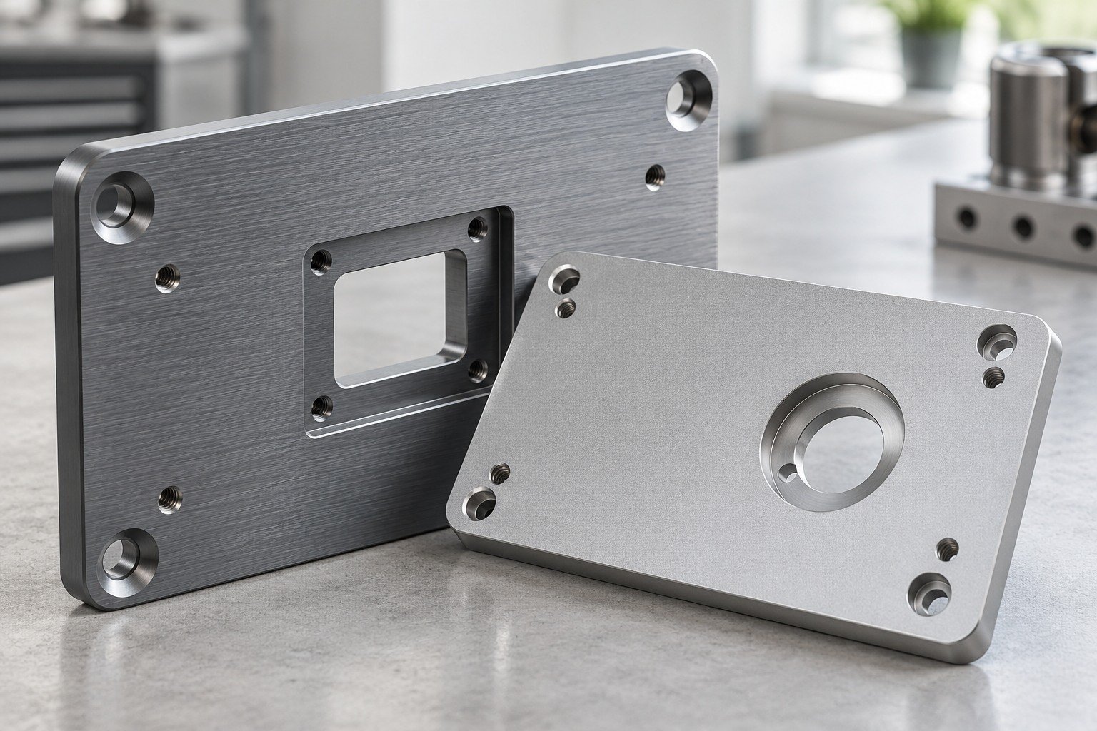 Brushed or Blasted — illustrative aluminum finish concept