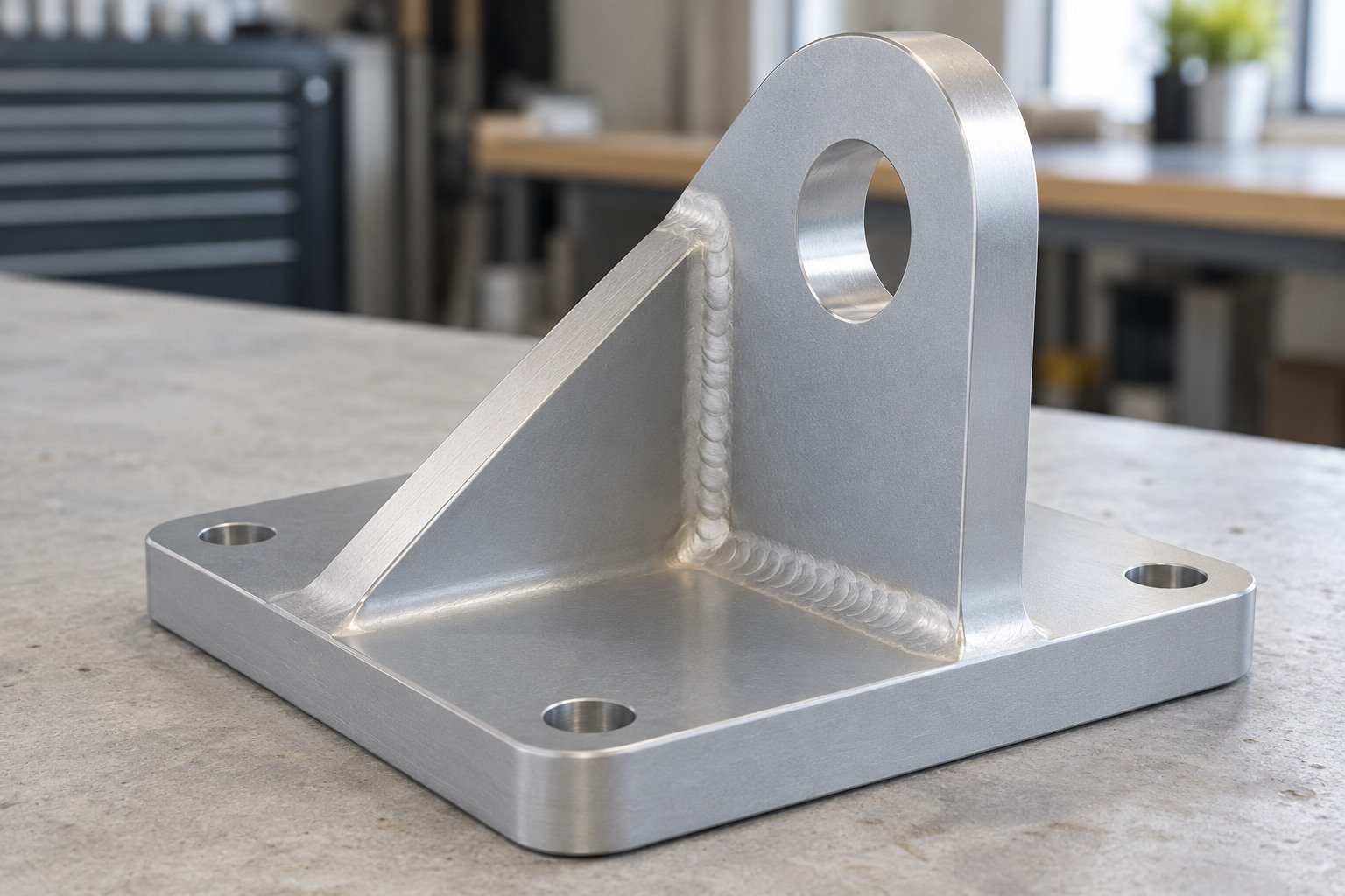 Welded & Cast Parts — illustrative aluminum finish concept