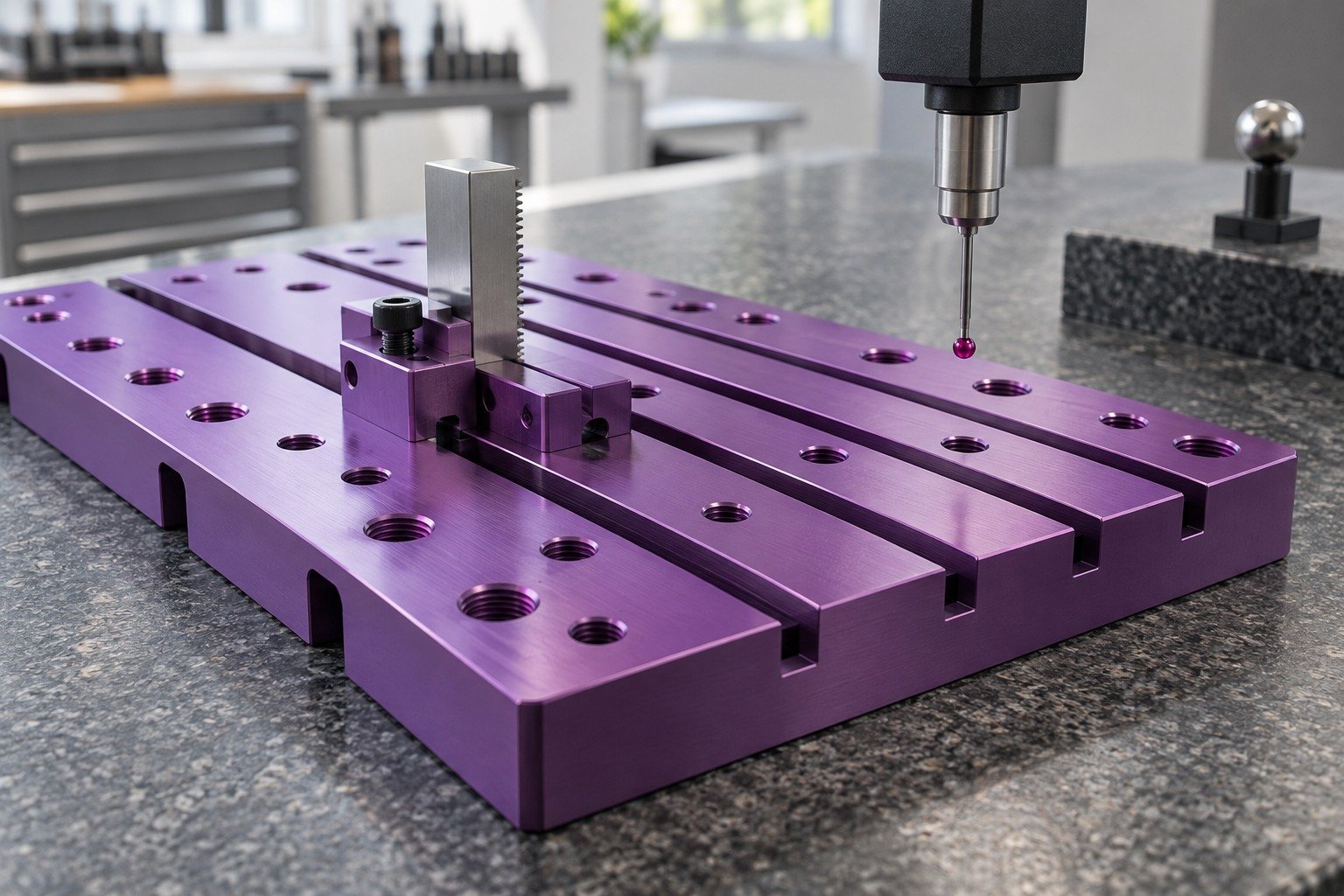 Fixtures & Guides — Acceptance — illustrative anodized aluminum component