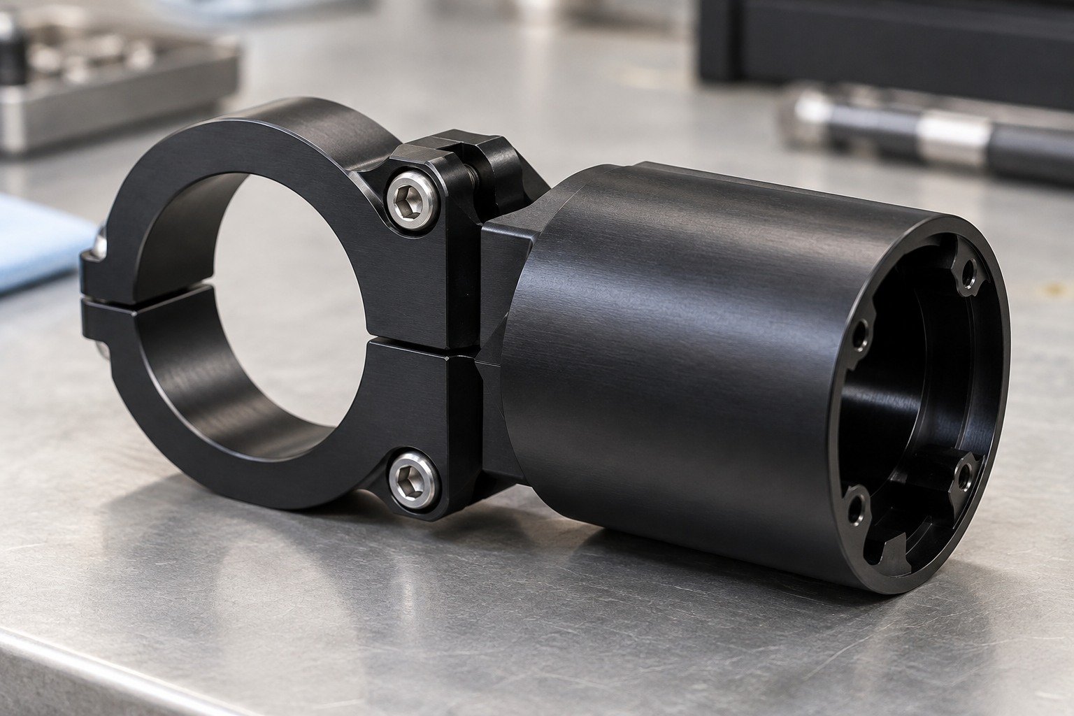Clamps & Sensor Parts — Your Part — illustrative anodized aluminum component