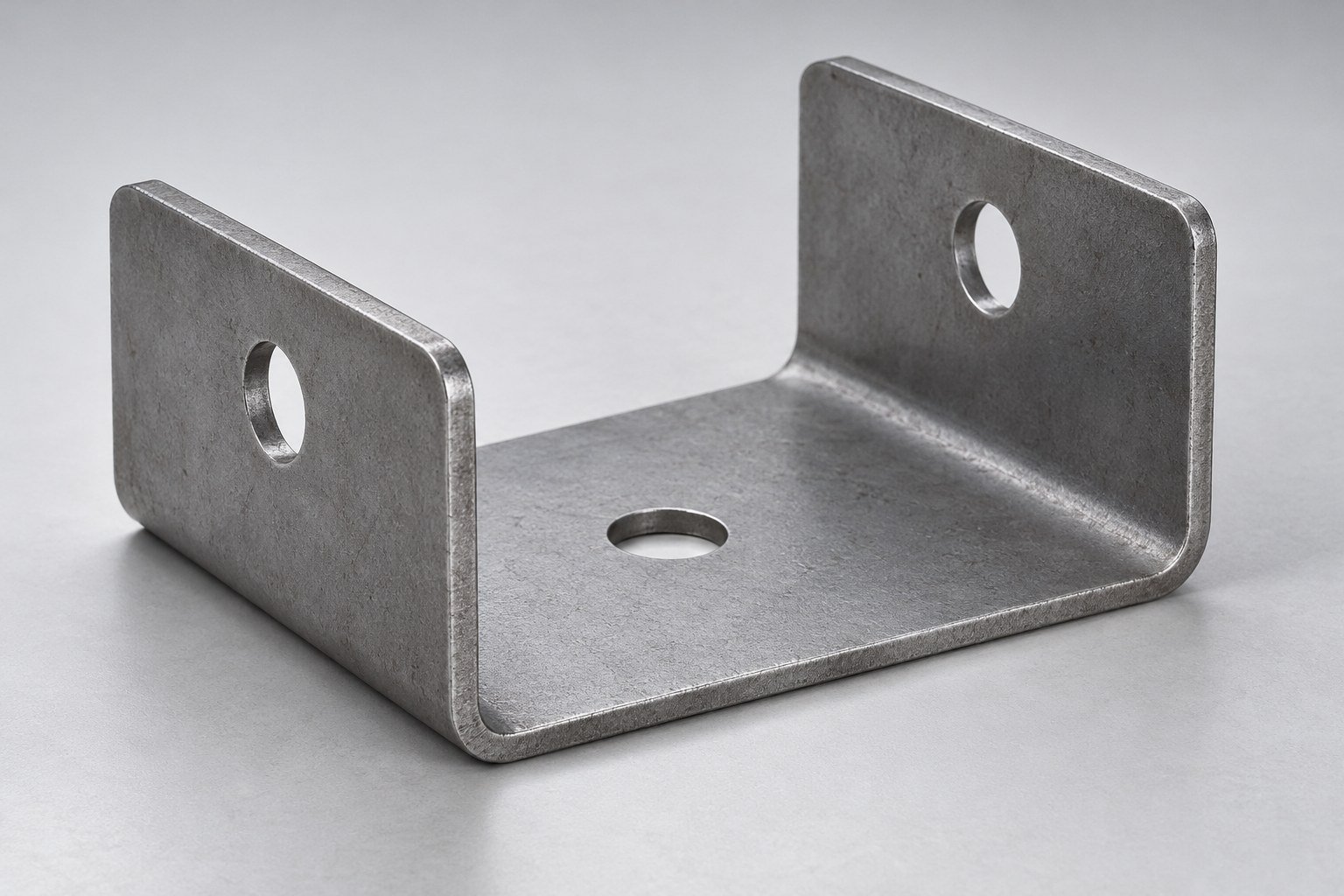 Formed uncoated sheet metal U bracket