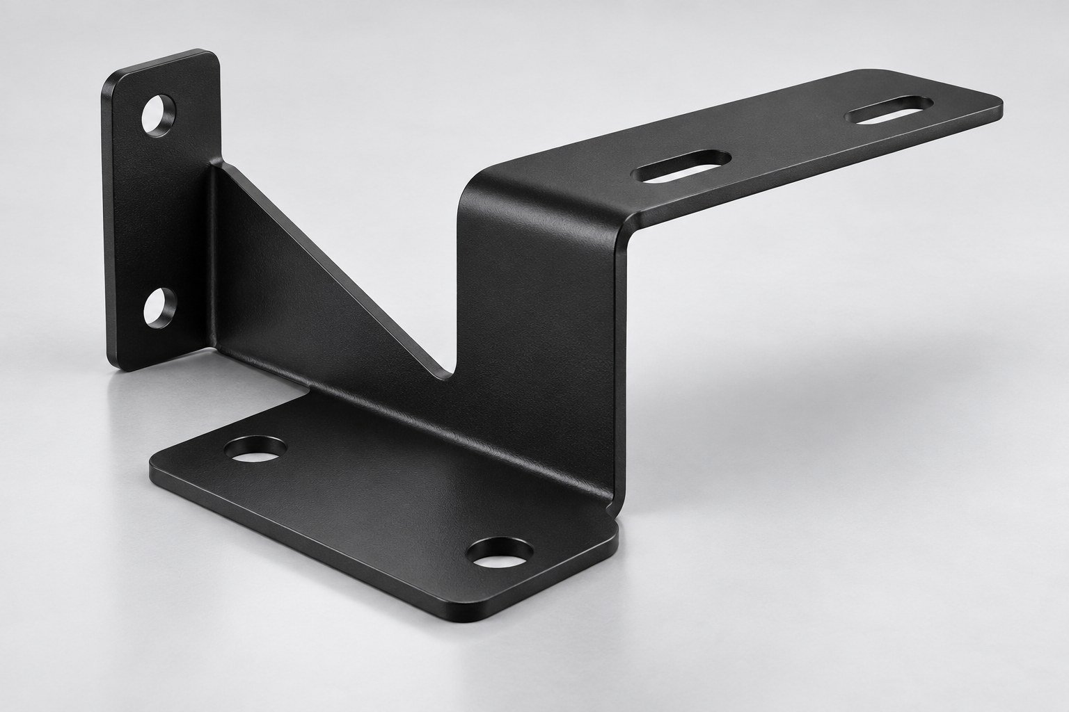 Powder-coated bent steel bracket