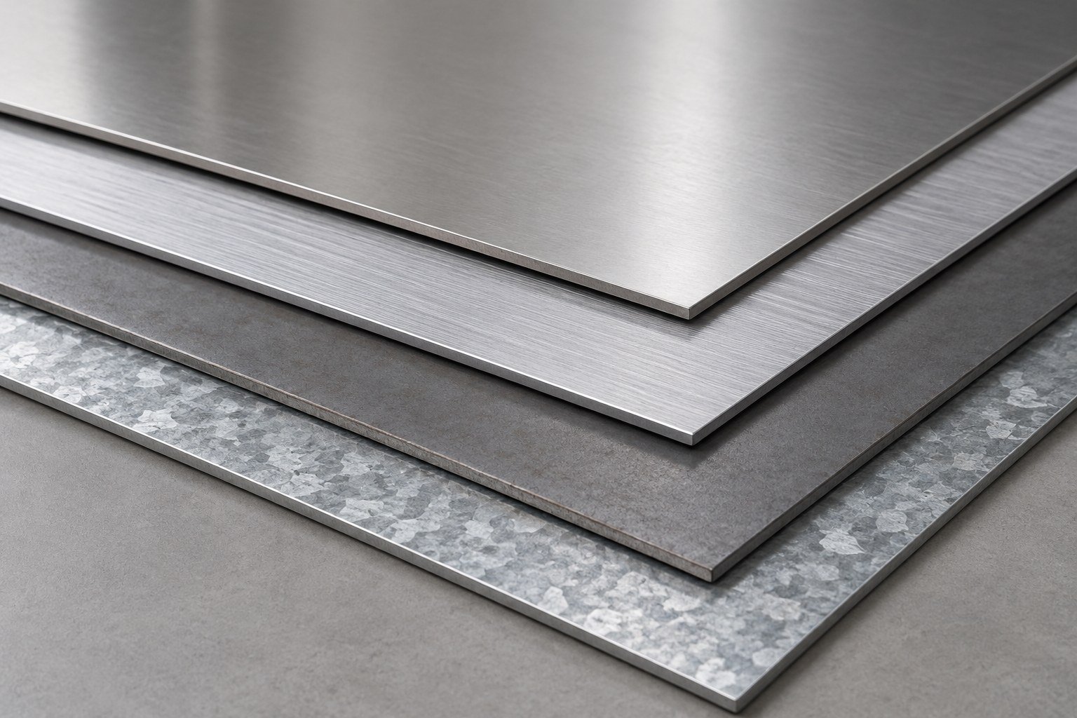 Stacked aluminum, stainless and galvanized sheet stock