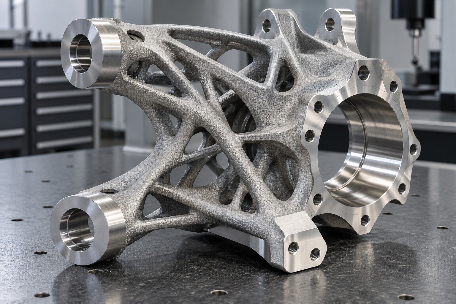 Illustrative as-built metal surface beside a machined interface