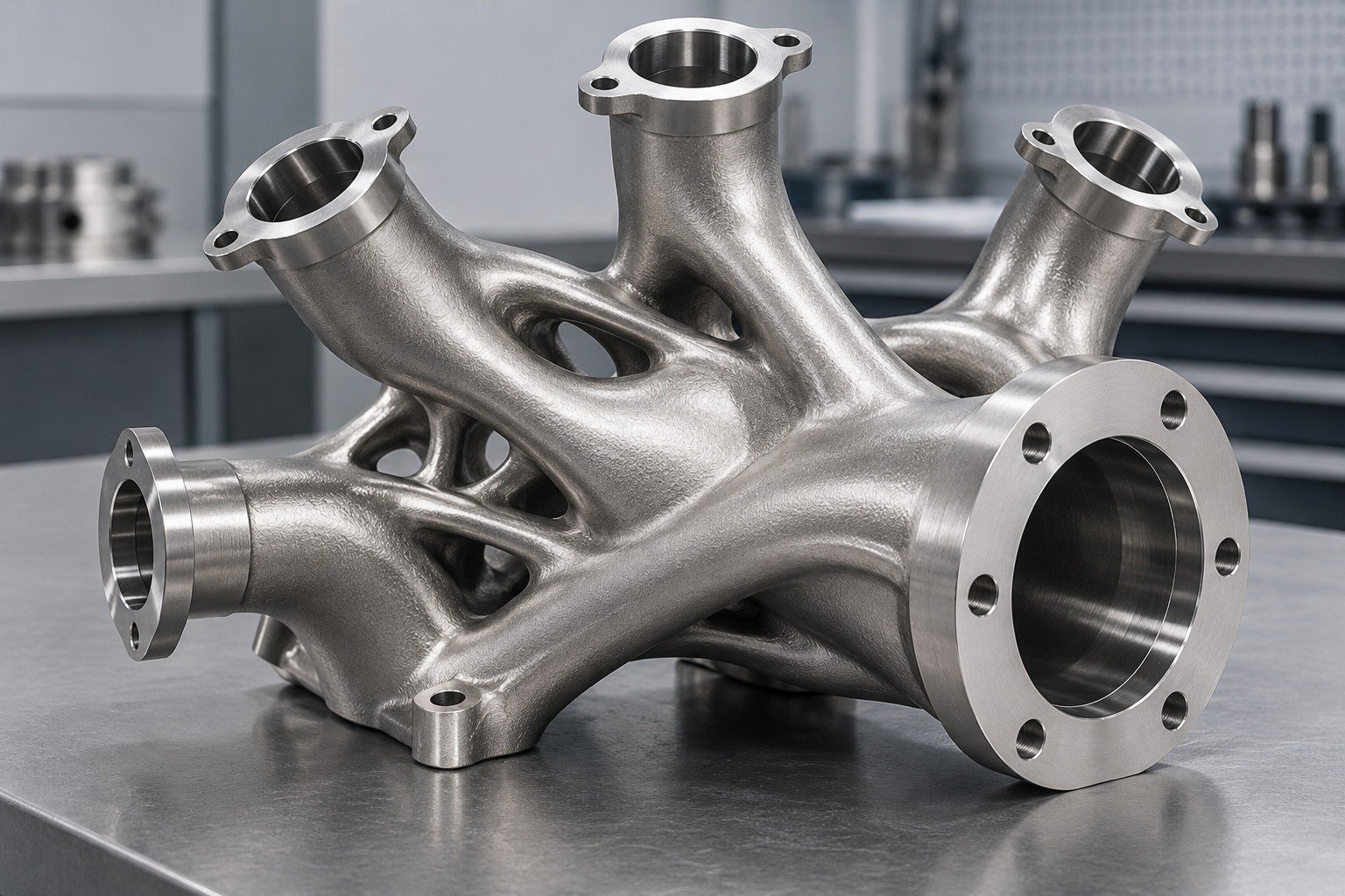 Manifolds & Housings — Your Part — Illustrative metal additive manufacturing concept.