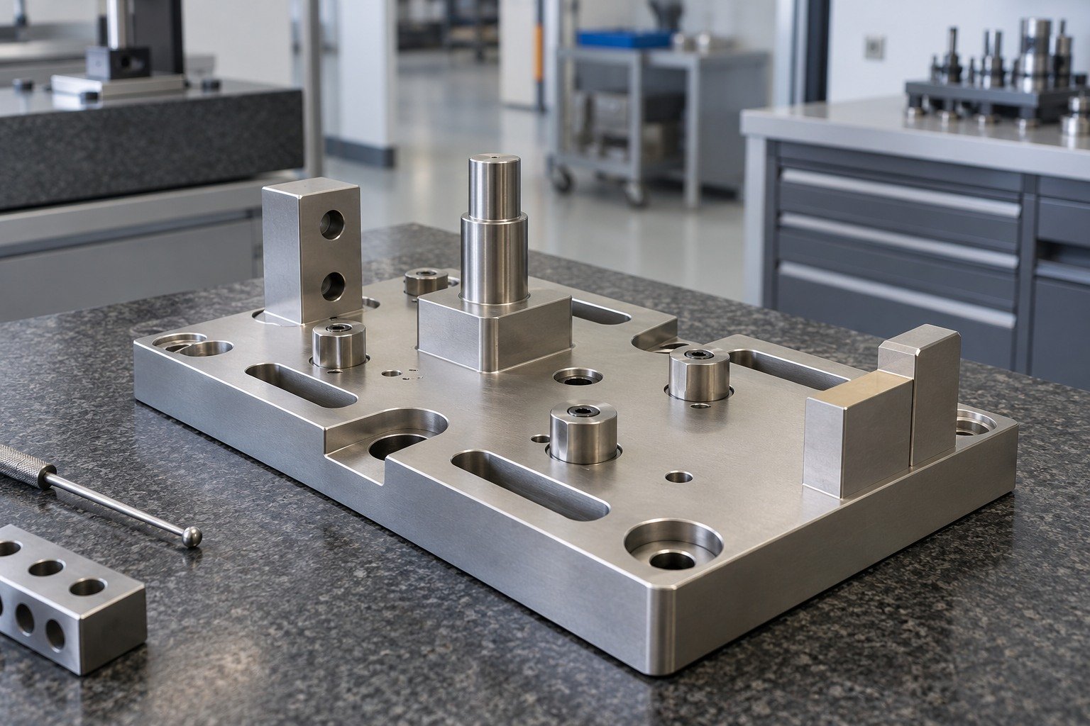 Fixtures & Guides — Masking & Access — illustrative electroless-nickel component