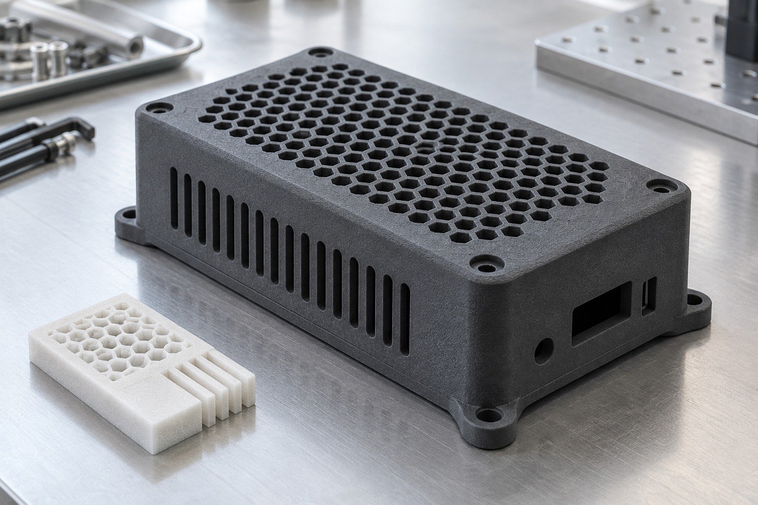 Enclosures & Covers — Process & Material — Illustrative plastic printed-part concept.