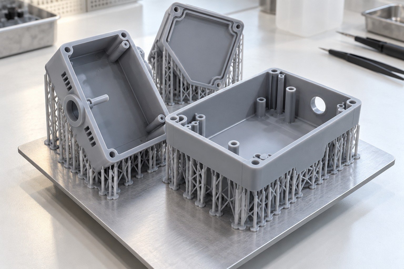 Illustrative resin enclosure on accessible supports