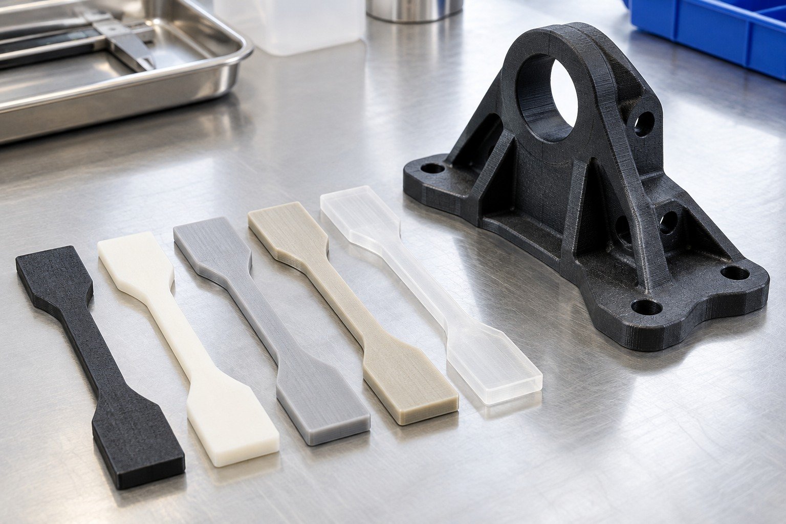 Material & Process — Illustrative plastic printed-part concept.