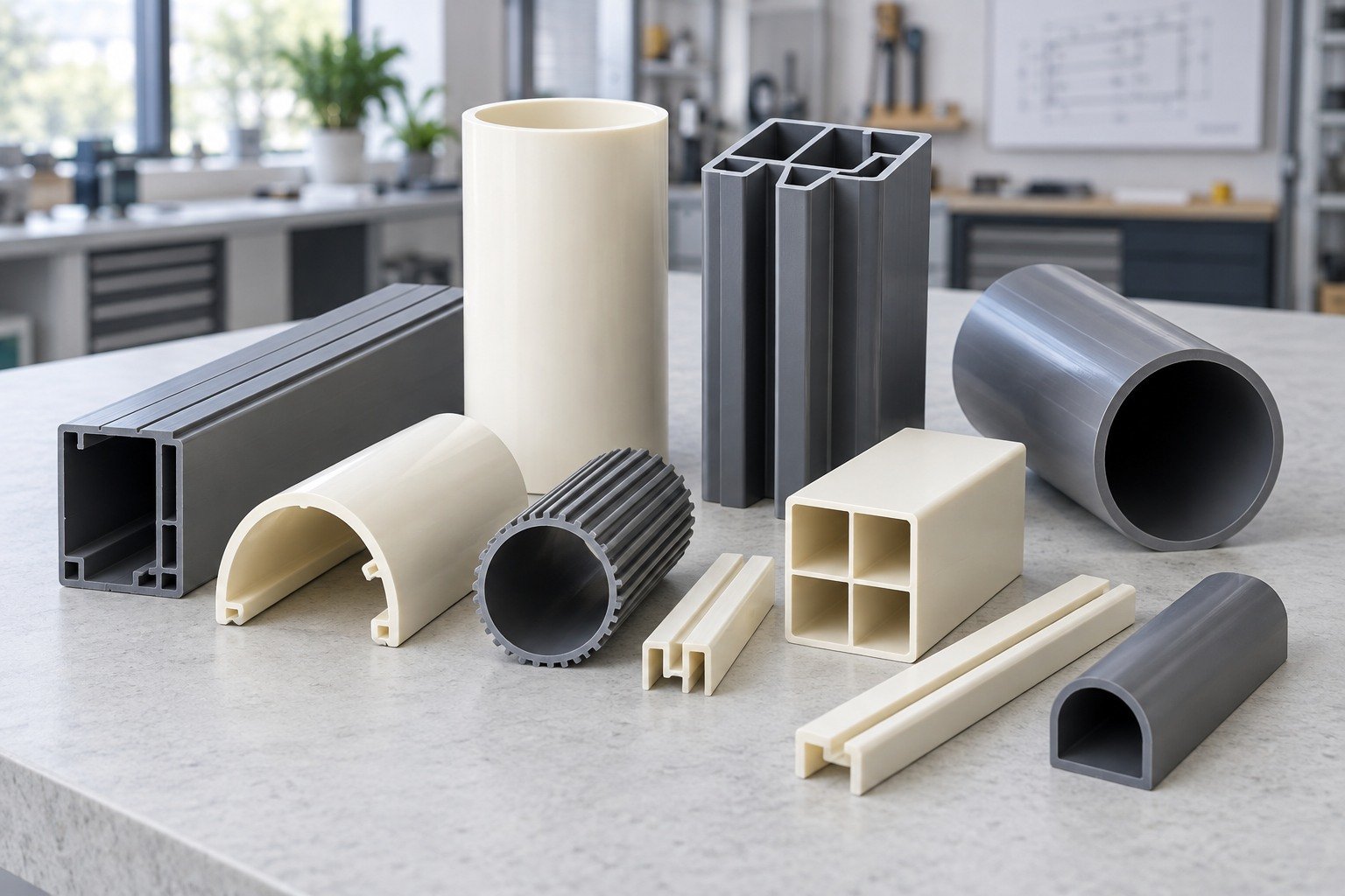 Illustrative hollow plastic extrusion profiles