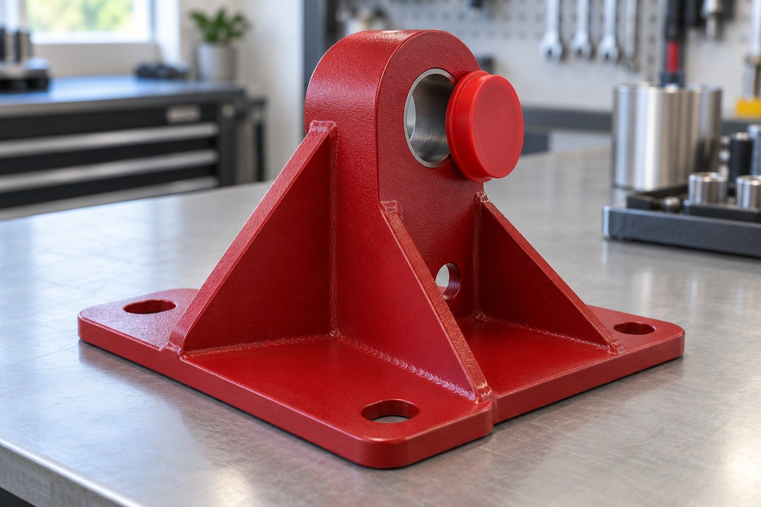 Brackets & Mounts — Masking Plan — illustrative powder-coated metal component