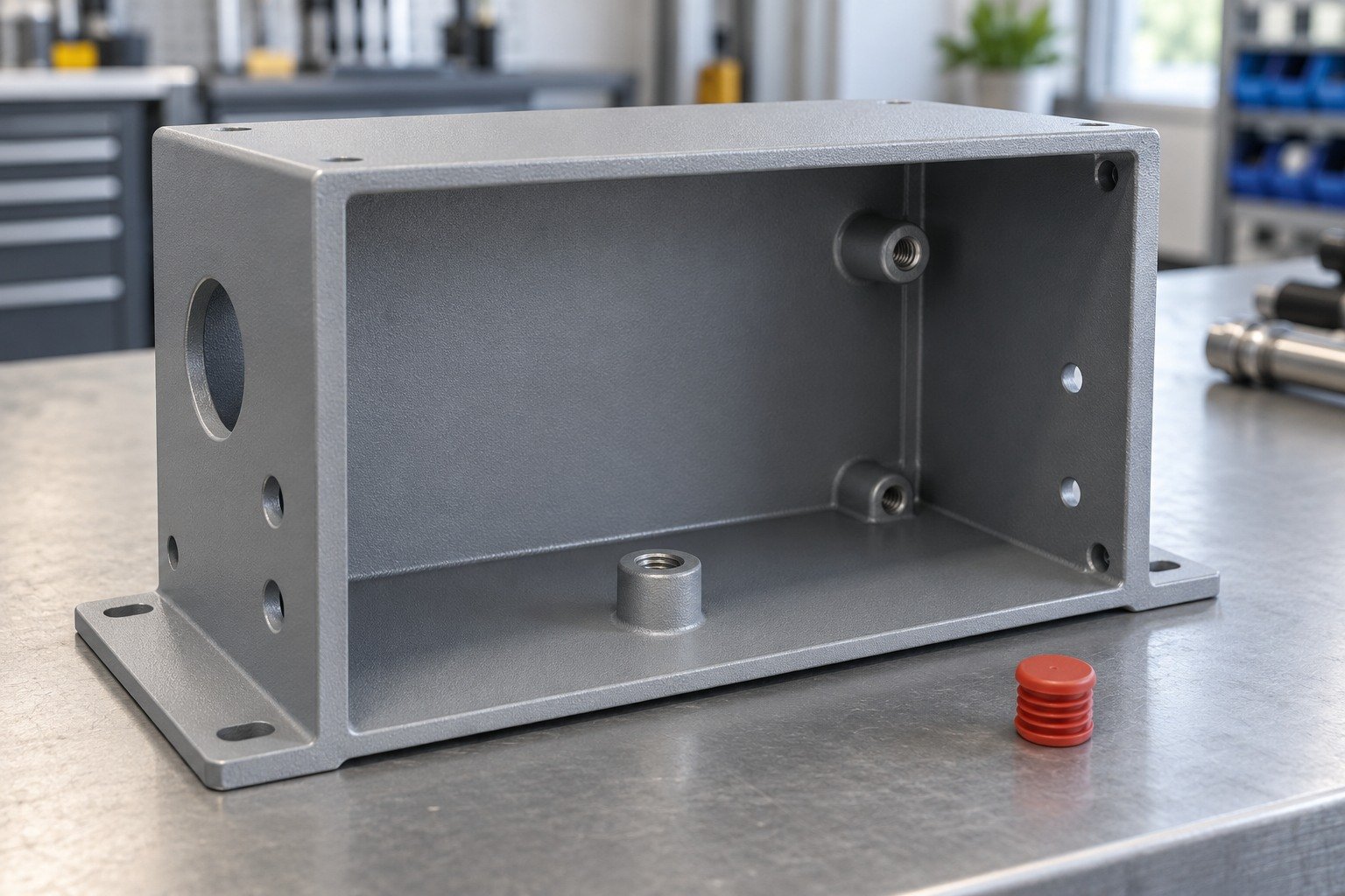 Threads & Bores — illustrative powder-coated detail