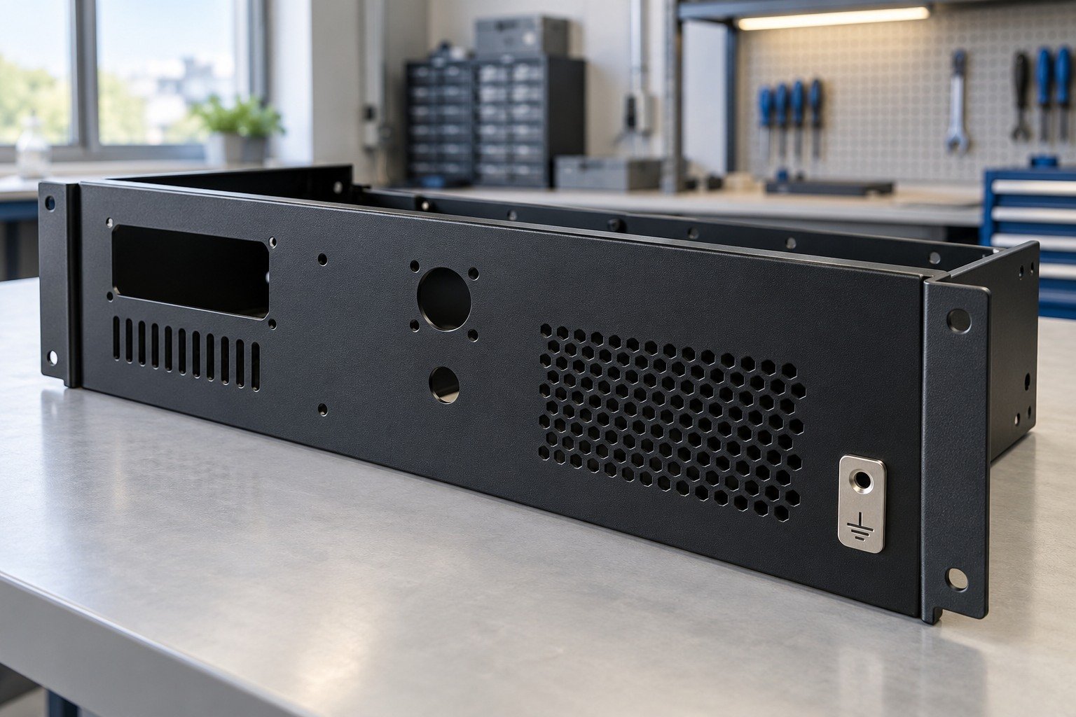 Grounding & Masks — illustrative powder-coated detail