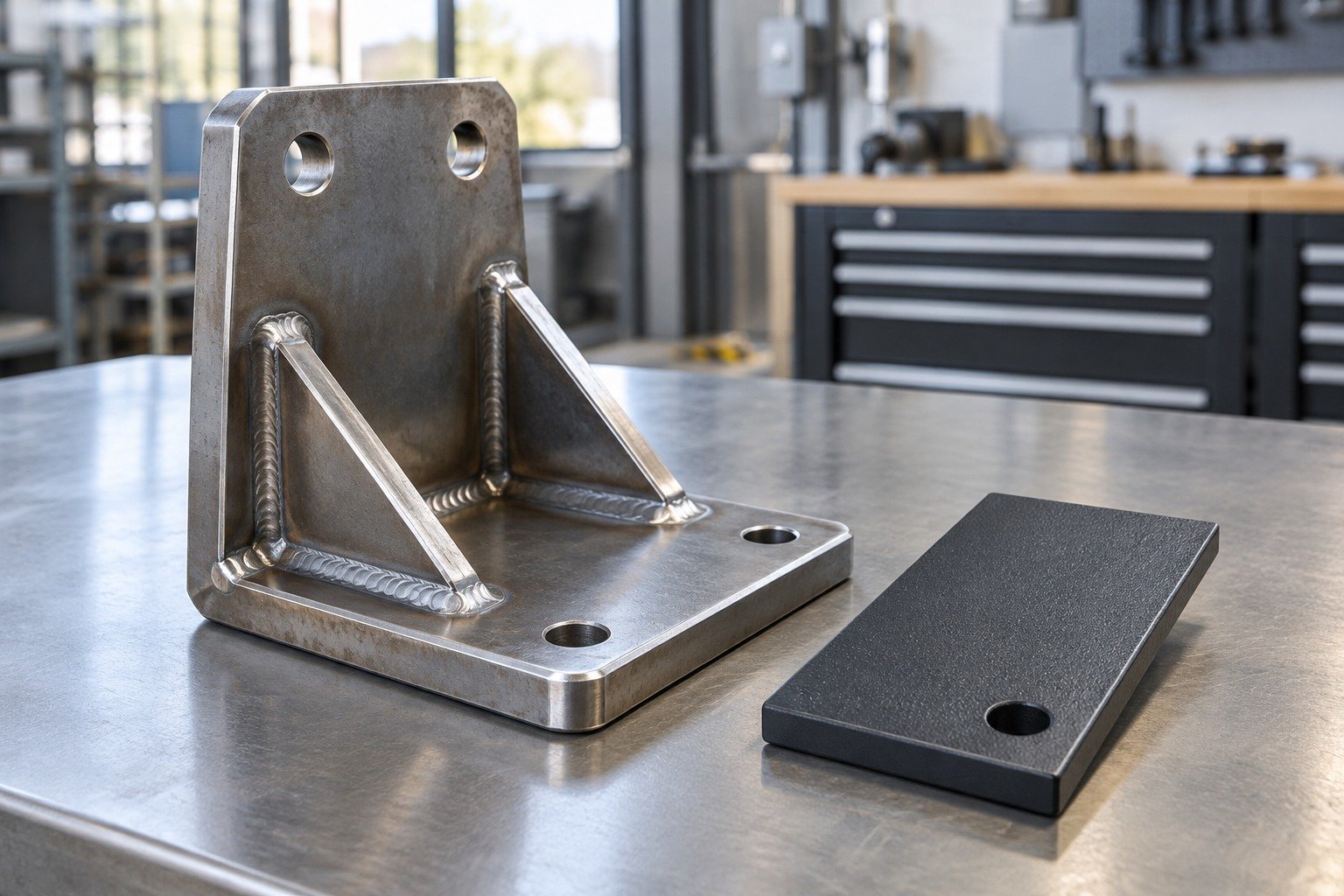 Preparation & Cure — illustrative powder-coated detail