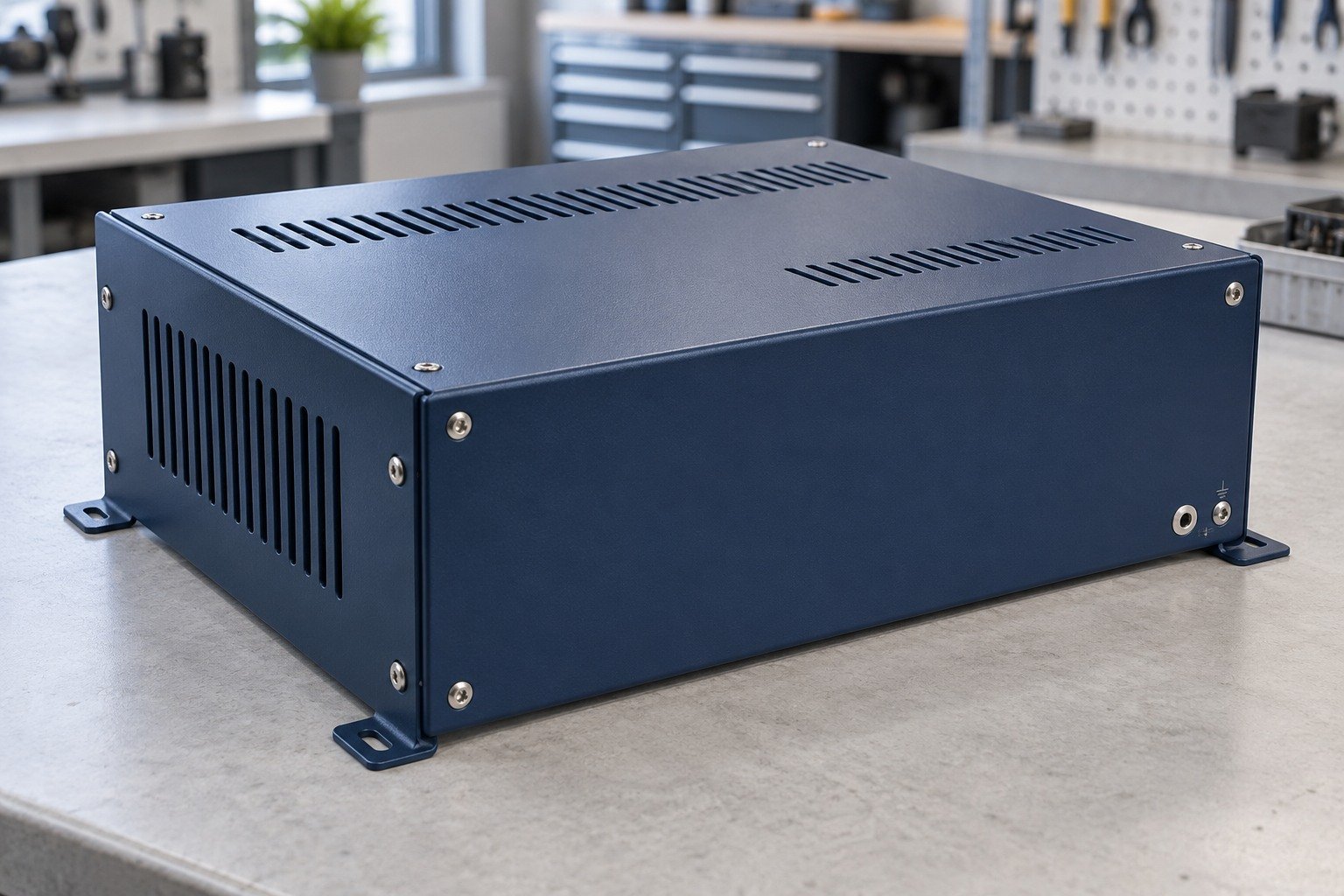 Enclosures & Cabinets — Your Part — illustrative powder-coated metal component