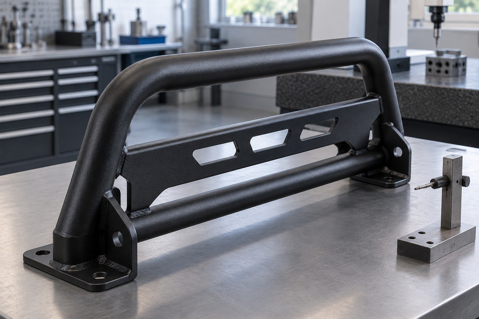 Tube Guards — Acceptance — illustrative powder-coated metal component