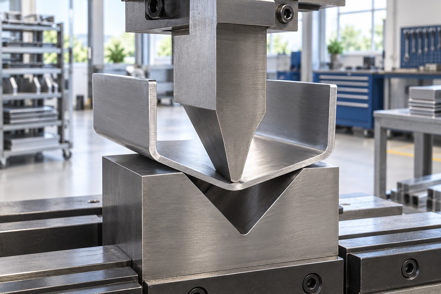 Press brake forming a sheet metal component
