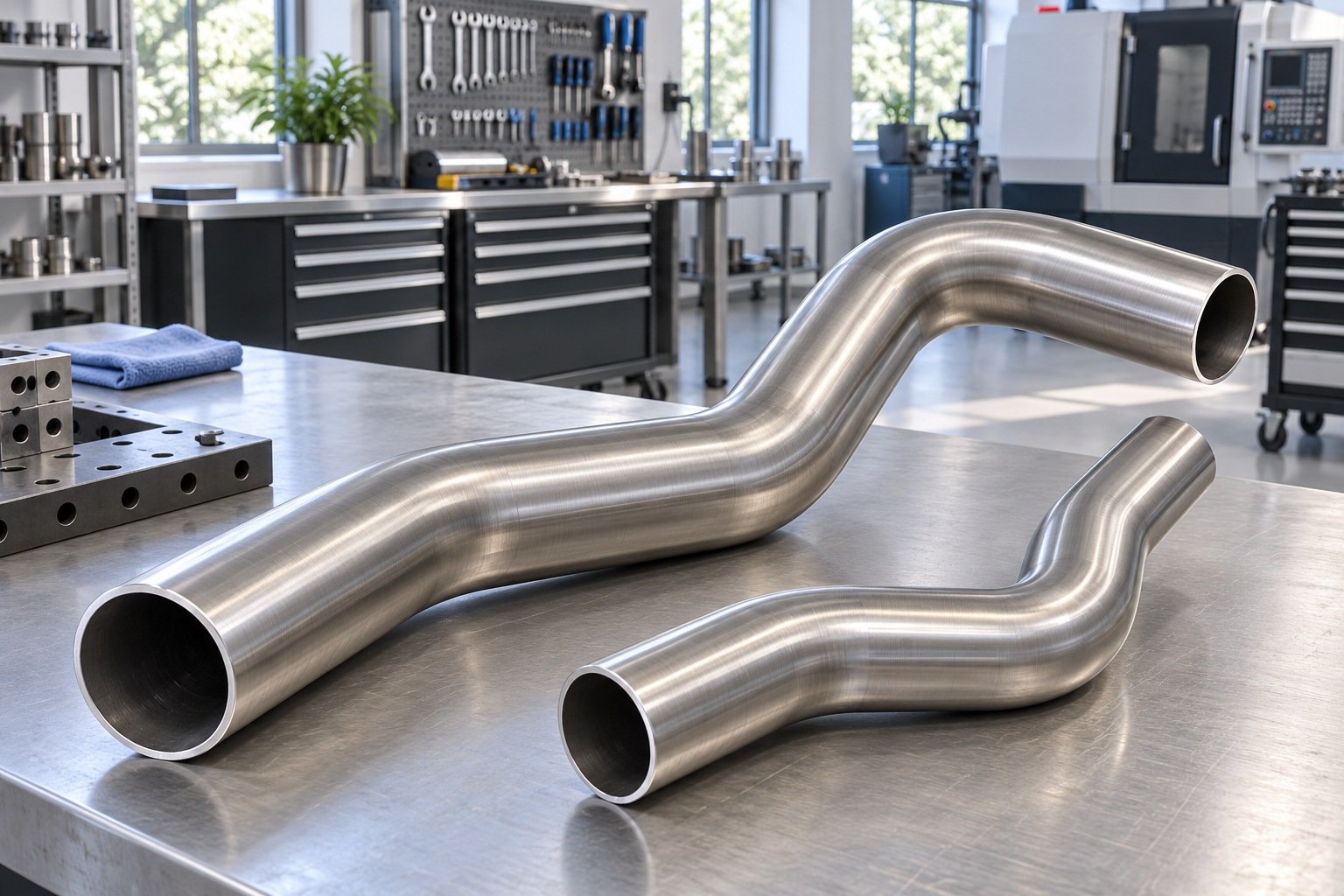 Smooth multi-plane bent hollow stainless tubes
