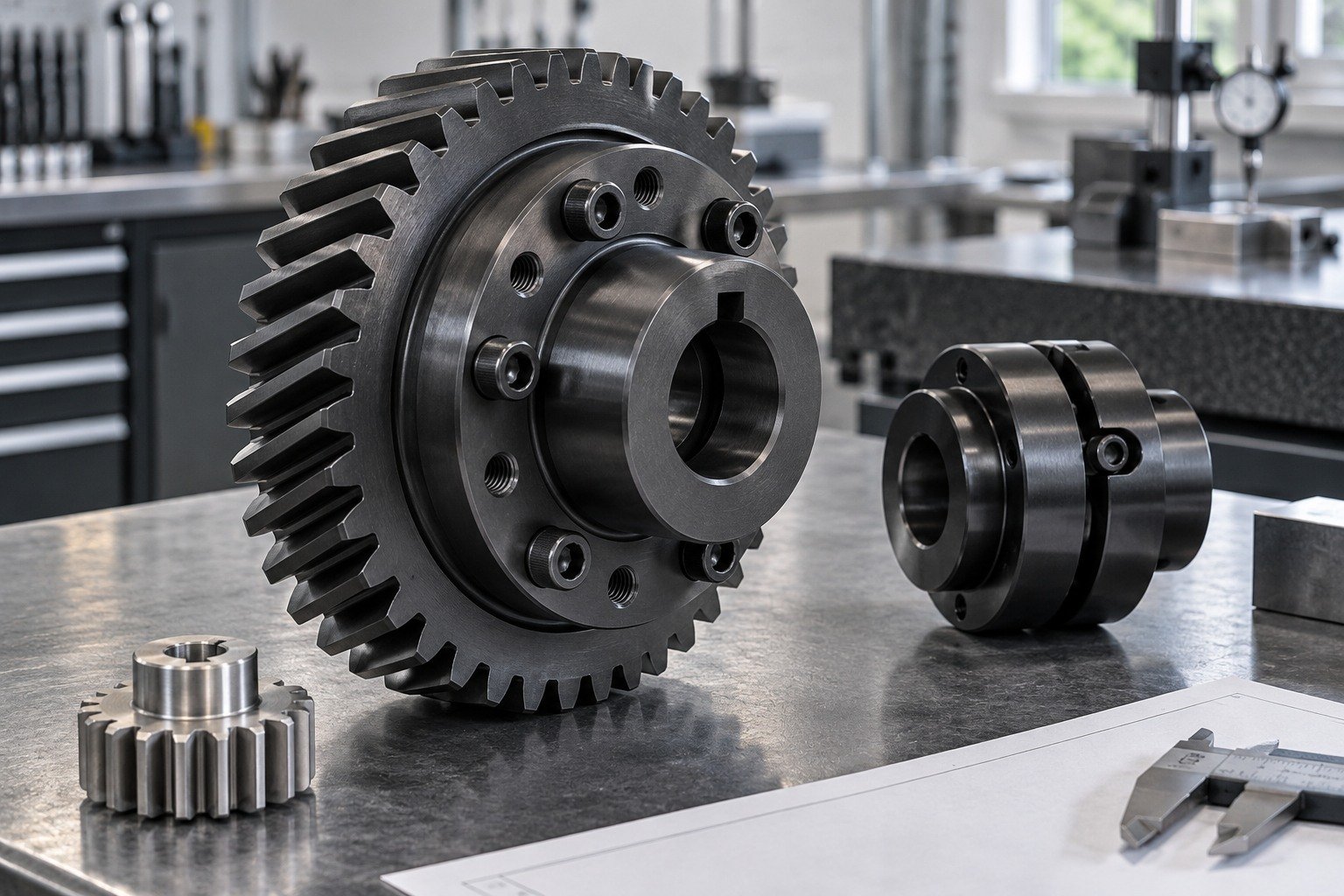 Process & Callout — illustrative blackened steel component