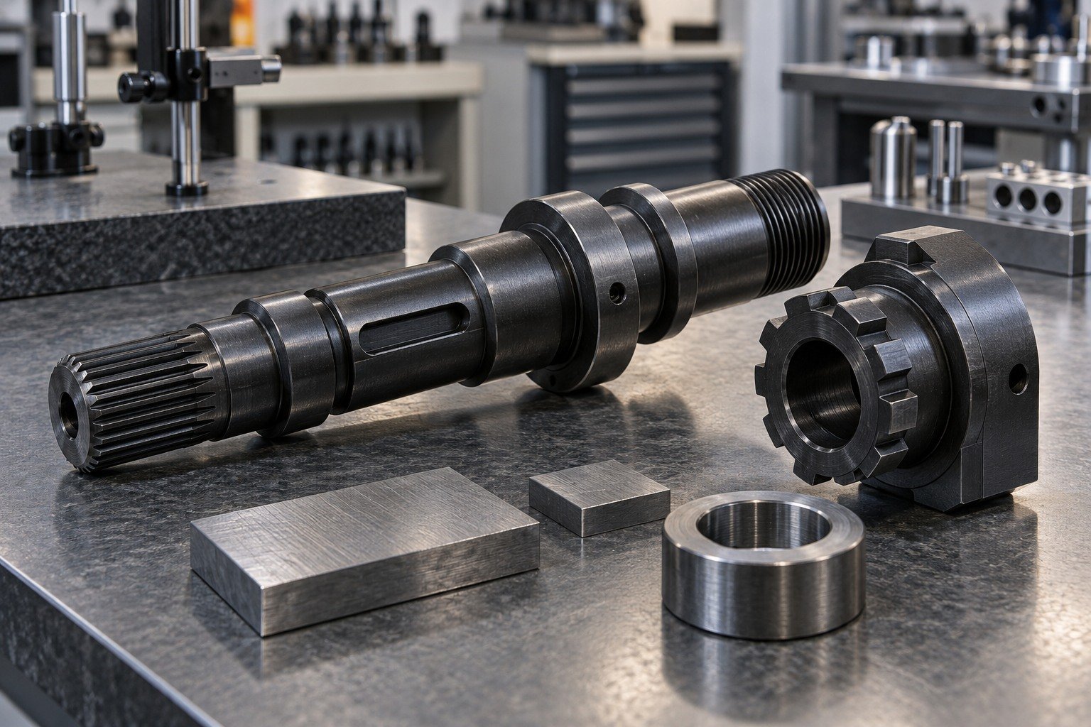Steel & Heat Treat — illustrative blackened steel component