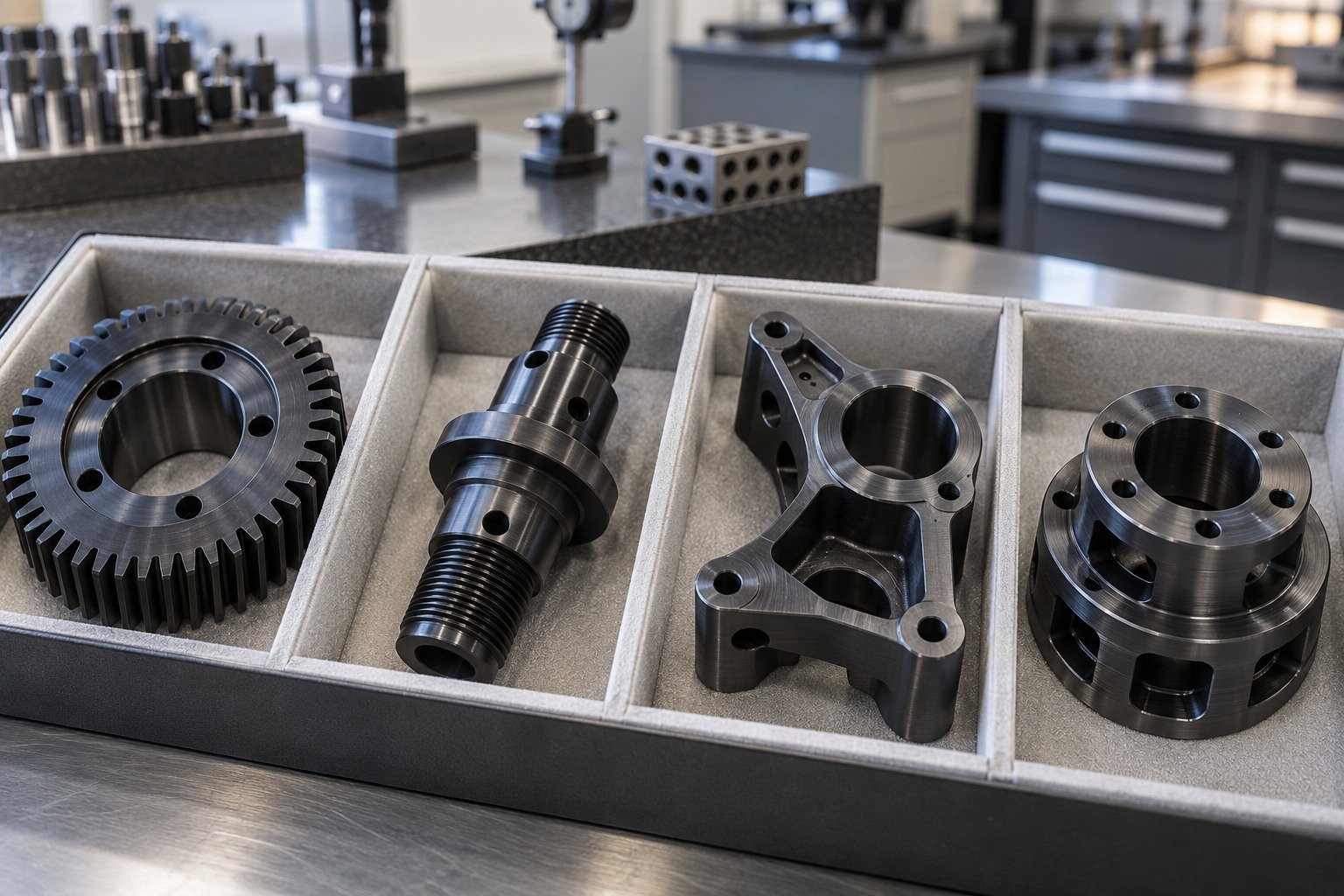 Inspect & Pack — illustrative blackened steel component